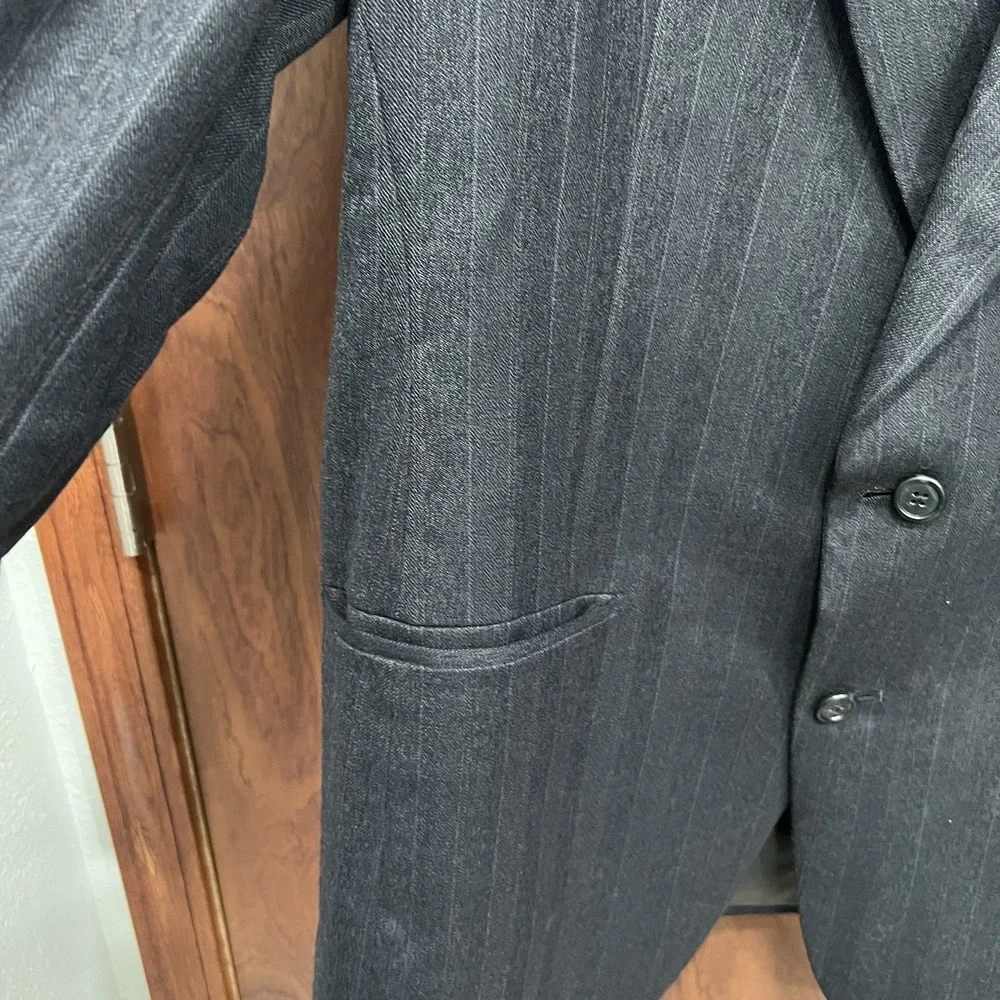 Hart Schaffner & Marx Pinstripe Blazer Business Suit‎ Jacket Two Button Gray 42